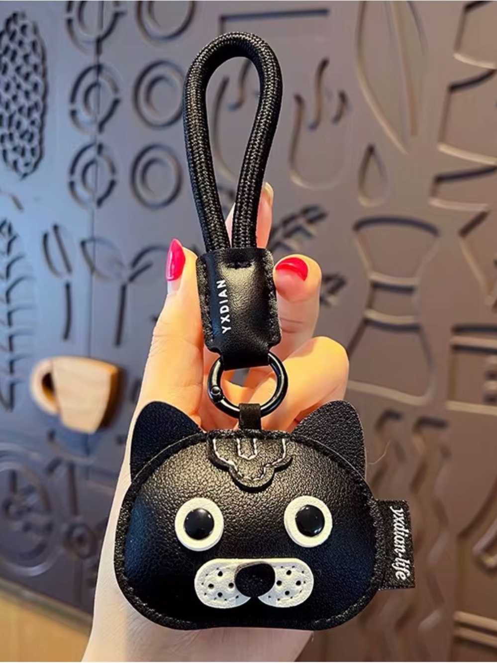 Kids Black Cat Keychain Wrist Strap -